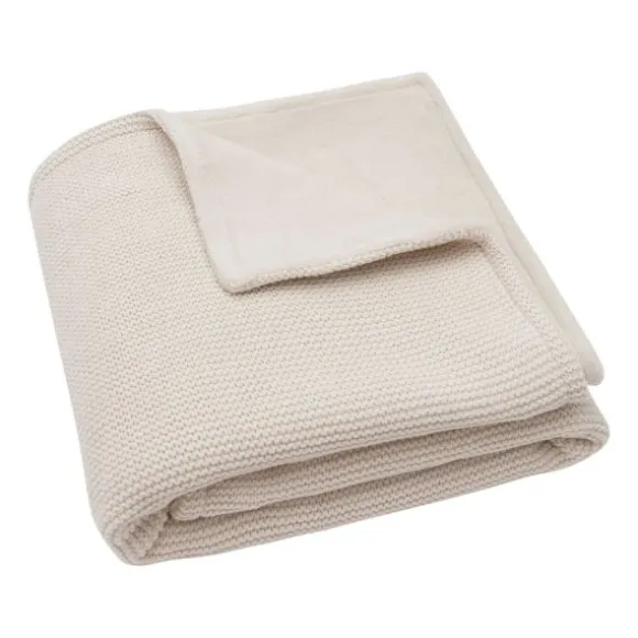 Jollein Deken Wieg - Basic Knit - 75 x 100 cm - Oatmeal/Velvet