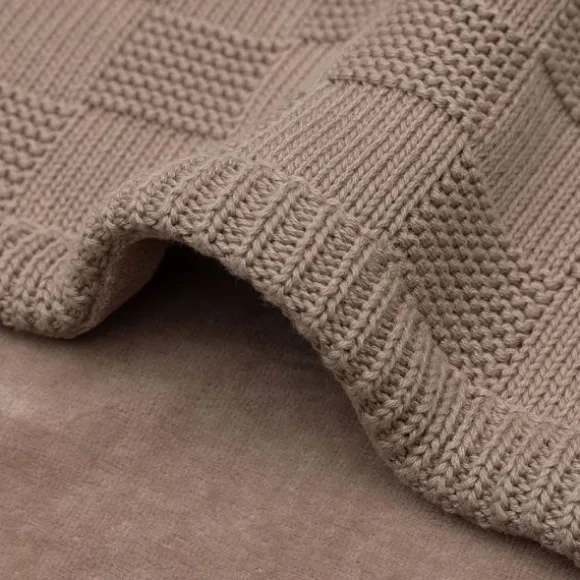 Jollein Deken Wieg - Box Knit/Velvet - 75 x 100 cm - Warm Sand