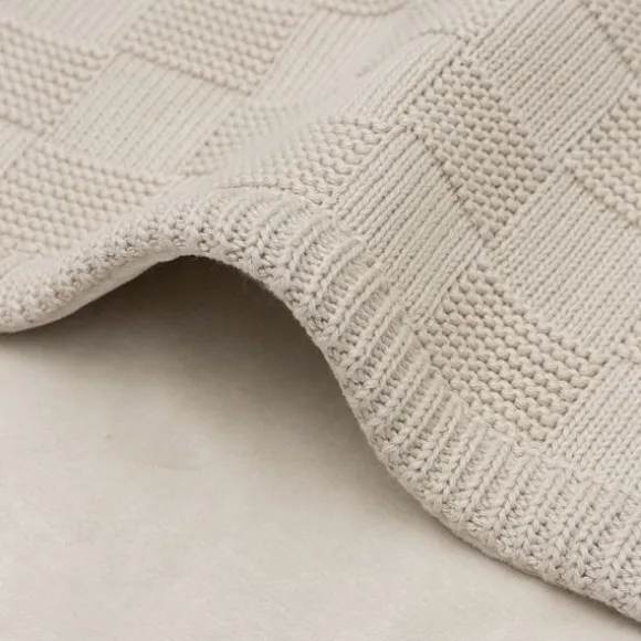 Jollein Deken Wieg - Box Knit/Velvet - 75 x 100 cm - Warm Sand