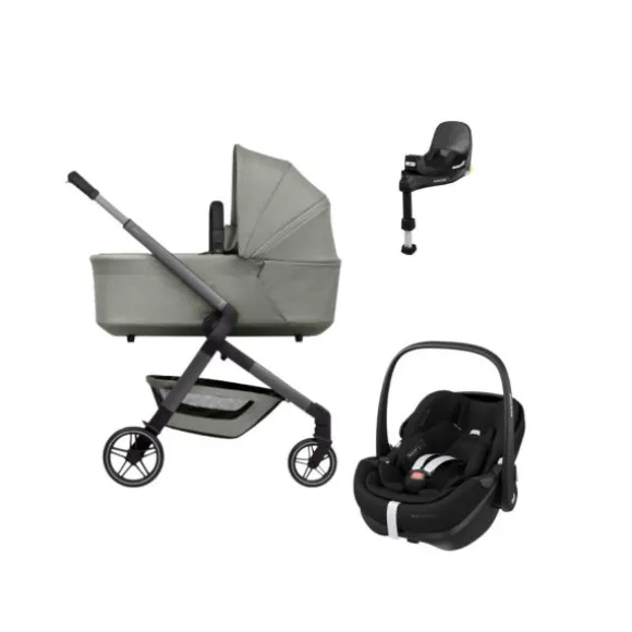 Joolz Hub 2 Kinderwagen 4-in-1 - Stone Grey | Maxi-Cosi Pebble 360 Pro 2 Autostoeltje | Maxi-Cosi FamilyFix 360 Pro