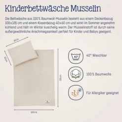 Julius Zöllner Muslin Bedlinnen - Sand - 80×80 + 35×40 cm