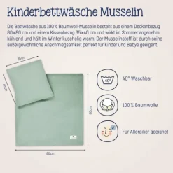 Julius Zöllner Muslin Bedlinnen - Sand - 80×80 + 35×40 cm