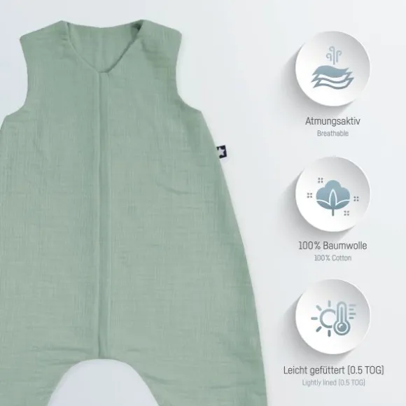 Julius Zöllner Muslin Jumper Slaapoverall - Sand - Maat 80