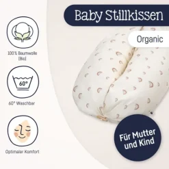 Julius Zöllner Organic Voedingskussen Nappi – Roze – Birdy – 190 cm