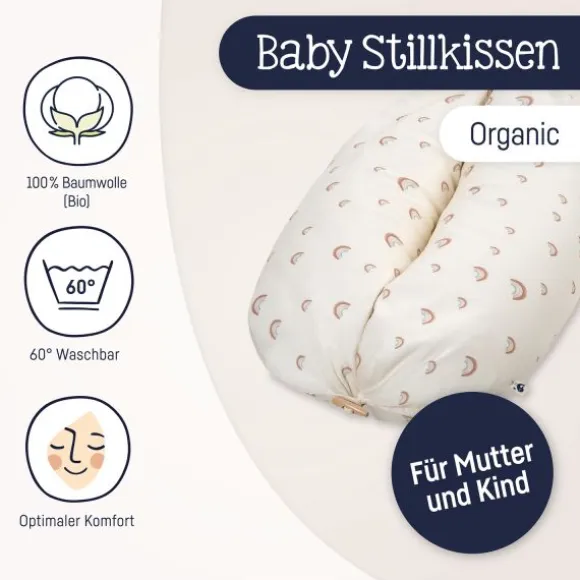 Julius Zöllner Organic Voedingskussen Nappi – Roze – Birdy – 190 cm