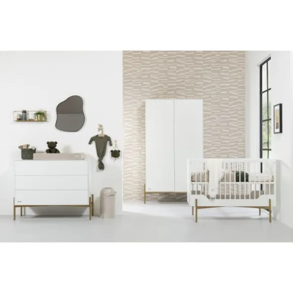 Kidsmill Boutique Babykamer Wit / Brass | Bed 60 x 120 cm + Commode