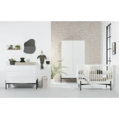 Kidsmill Boutique Babykamer Wit / Zwart | Bed 60 x 120 cm + Commode