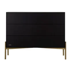 Kidsmill Boutique Babykamer Zwart / Brass | Bed 60 x 120 cm + Commode + Kast 2-Deurs