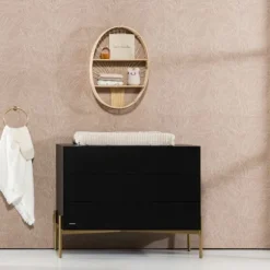 Kidsmill Boutique Babykamer Zwart / Brass | Bed 60 x 120 cm + Commode + Kast 2-Deurs