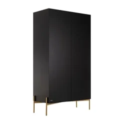 Kidsmill Boutique Babykamer Zwart / Brass | Bed 60 x 120 cm + Commode + Kast 2-Deurs