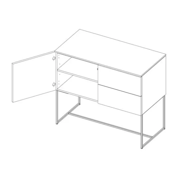 Kidsmill Intense II Commode 1D / 2L Mat Zwart - Zwart - Marmer Zwart