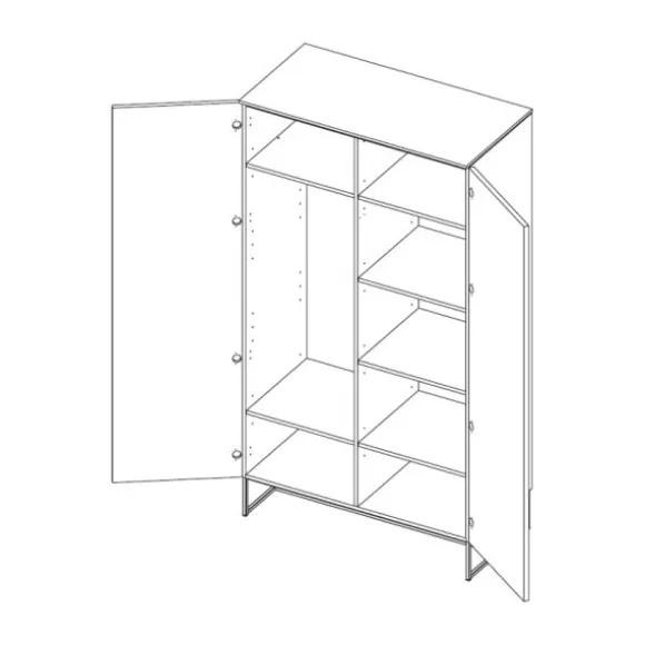 Kidsmill Intense II Kledingkast 2-Deurs Mat Zwart - Zwart - Marmer Zwart