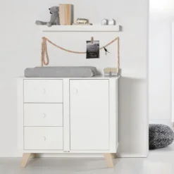 Kidsmill Lars Babykamer Wit / Naturel | Bed 60 x 120 cm + Commode