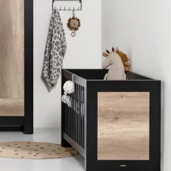 Kidsmill Long Island Babybed Zwart / Oldwood 60 x 120 cm