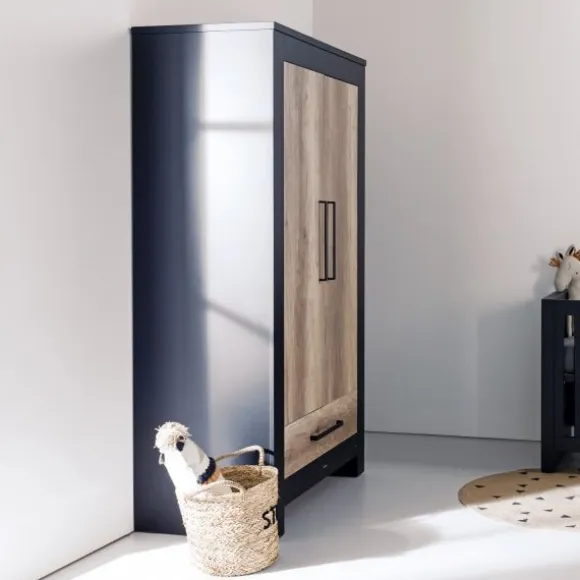 Kidsmill Long Island Babybed Zwart / Oldwood 60 x 120 cm