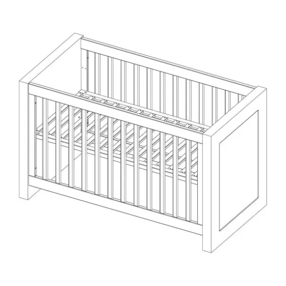 Kidsmill Long Island Babybed Zwart / Oldwood 60 x 120 cm