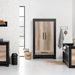 Kidsmill Long Island Babybed Zwart / Oldwood 60 x 120 cm