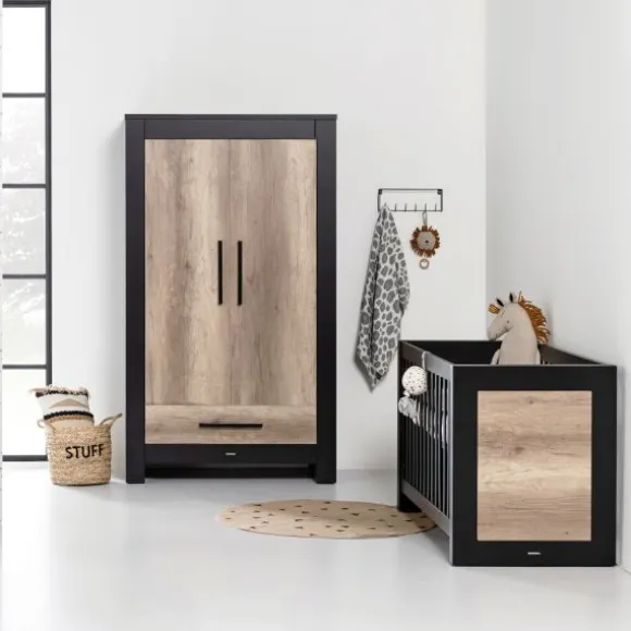 Kidsmill Long Island Babybed Zwart / Oldwood 60 x 120 cm