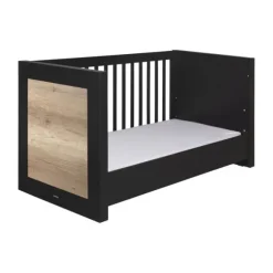 Kidsmill Long Island Babybed Zwart / Oldwood 60 x 120 cm