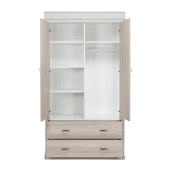 Kidsmill Newport Babykamer Incl. RVS Grepen - Oatmeal / Eiken | Ledikant 60 x 120 cm + Commode + Kast