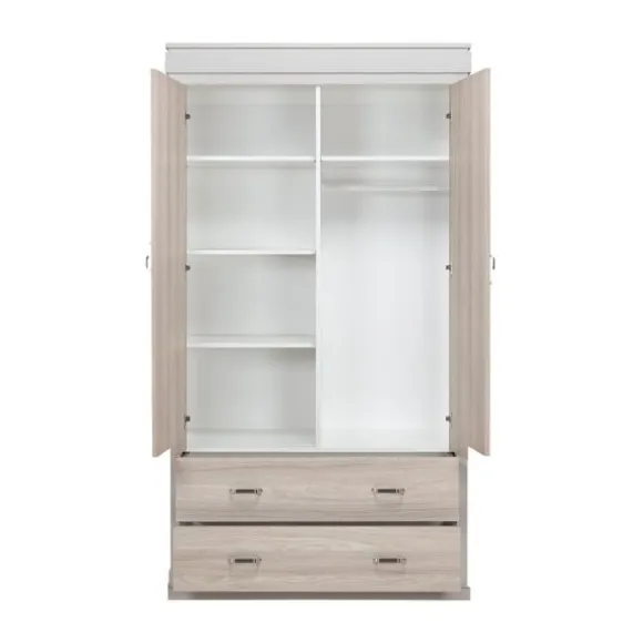 Kidsmill Newport Babykamer Incl. RVS Grepen - Oatmeal / Eiken | Ledikant 60 x 120 cm + Commode + Kast