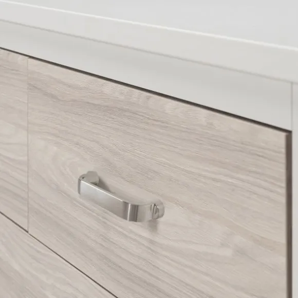 Kidsmill Newport Babykamer Incl. RVS Grepen - Oatmeal / Eiken | Ledikant 60 x 120 cm + Commode + Kast