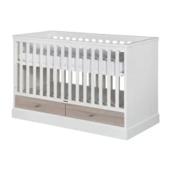Kidsmill Newport Babykamer Wit / Eiken | Bed 60 x 120 cm + Commode