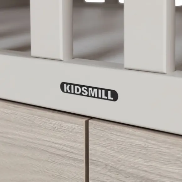 Kidsmill Newport Babykamer Incl. Zwarte Grepen - Oatmeal / Eiken | Ledikant 60 x 120 cm + Commode