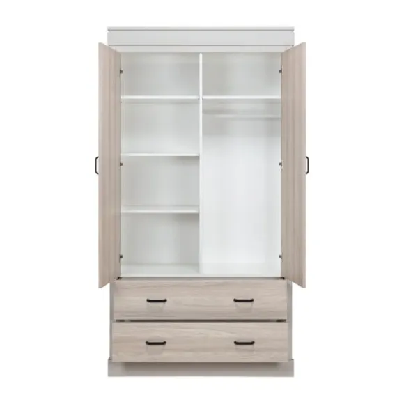 Kidsmill Newport Babykamer Incl. Zwarte Grepen - Oatmeal / Eiken | Ledikant 60 x 120 cm + Commode