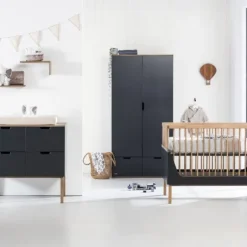 Kidsmill Sepp Kledingkast 2-Deurs Antraciet / Beuken