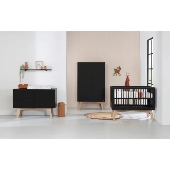 Kidsmill Sixties Babybed Zwart Mat / Naturel 70 x 140 cm