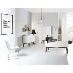 Kidsmill Sixties Babybed Wit Mat / Walnoot 70 x 140 cm