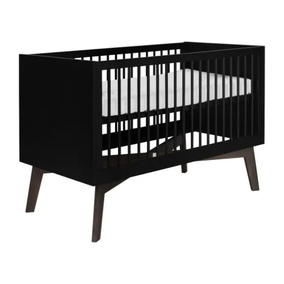 Kidsmill Sixties Babybed Zwart Mat / Walnoot 70 x 140 cm