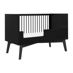 Kidsmill Sixties Babybed Zwart Mat / Walnoot 70 x 140 cm