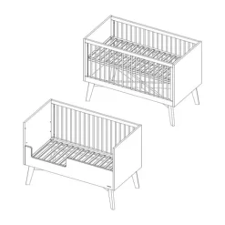 Kidsmill Sixties Babybed Wit Mat / Naturel 70 x 140 cm