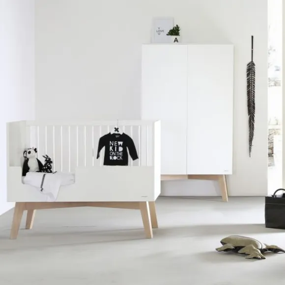 Kidsmill Sixties Babybed Wit Mat / Naturel 70 x 140 cm