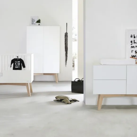 Kidsmill Sixties Babybed Wit Mat / Naturel 70 x 140 cm