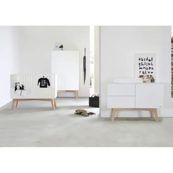 Kidsmill Sixties Babybed Wit Mat / Naturel 70 x 140 cm