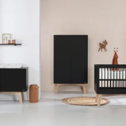 Kidsmill Sixties Babybed Zwart Mat / Naturel 60 x 120 cm