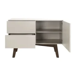 Kidsmill Sixties Babykamer Oatmeal / Walnoot | Commode + Kast 2-Deurs