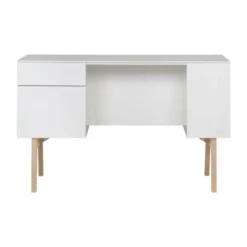 Kidsmill Sixties Kinderkamer Wit Mat / Naturel | Bed 90 x 200 + Bureau + Kast 2-Deurs