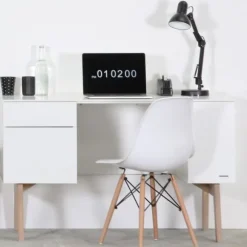 Kidsmill Sixties Kinderkamer Wit Mat / Naturel | Bed 90 x 200 + Bureau + Kast 2-Deurs