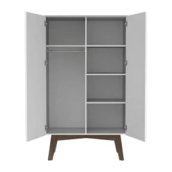 Kidsmill Sixties Kinderkamer Wit Mat / Walnoot | Bed 90 x 200 cm + Kast 2-Deurs