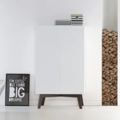 Kidsmill Sixties Kinderkamer Wit Mat / Walnoot | Bed 90 x 200 cm + Kast 2-Deurs