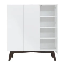 Kidsmill Sixties Kinderkamer Wit Mat / Walnoot | Bed 90 x 200 cm + Kast 2-Deurs