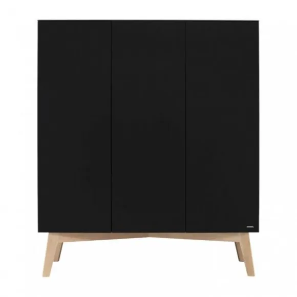 Kidsmill Sixties Kledingkast 3-deurs Zwart Mat / Naturel