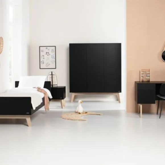 Kidsmill Sixties Kledingkast 3-deurs Zwart Mat / Naturel