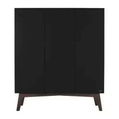 Kidsmill Sixties Kledingkast 3-deurs Zwart Mat / Walnoot