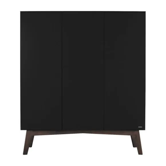 Kidsmill Sixties Kledingkast 3-deurs Zwart Mat / Walnoot