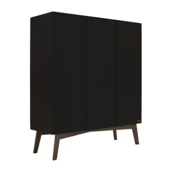 Kidsmill Sixties Kledingkast 3-deurs Zwart Mat / Walnoot